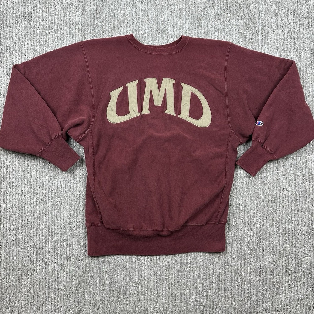 VTG‎ UMD Champion Reverse Weave Warm-up Size XL Maroon Pullover Sweater